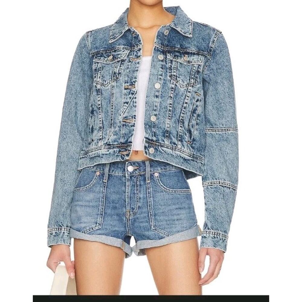 Free People Rumors Denim Jacket – Women’s Size L BOHO STYLE HIPPIE-INSPIRED - Picture 2 of 7
